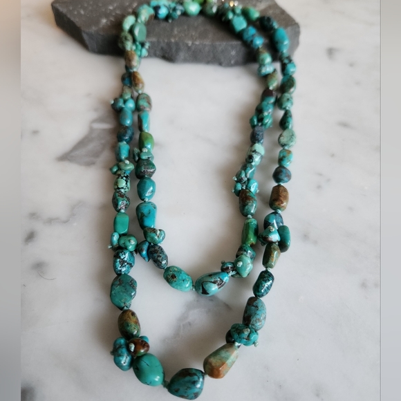 Jewelry - Turquoise and Sterling Silver Necklace 40 inches NWOT